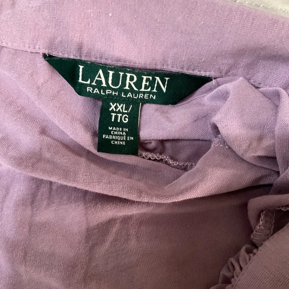 Lauren Ralph Lauren Lilac Long Sleeve Tie Neck Blouse Womens XL Classy Preppy - Picture 8 of 9